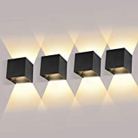 LEDMO 4 Piezas Aplique de Pared Interior-Exterior LED 12W Aplique de Pared Ángulo de Haz Ajustable 2700K-3000K Blanco…